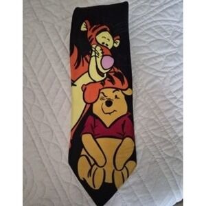 Disney Winnie the Pooh Tigger Mens Silk Feel Black Graphic Vintage Necktie